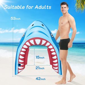 Flotador de Piscina Personalizado para Adultos, Flotadores de Piscina Portátiles, Silla Flotante Multiusos, Hamaca Inflable de Tiburón para Agua - Product Image 2