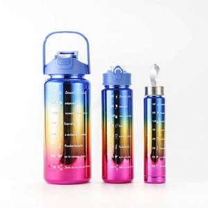 ปราศจากสาร BPA ขนาด 2 ลิตร พร้อมตัวบอกเวลา โลโก้แบบกำหนดเอง ชุบเคลือบ 3 ชิ้น/ชุด ใช้กับเครื่องล้างจานได้ พร้อมหลอดดูด สำหรับการตั้งแคมป์ - Product Image 1