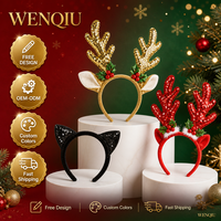 Serre-tête en velours orné de bois de cerf pour Noël – Accessoire festif mignon pour adultes et enfants – Idéal pour des fêtes ludiques