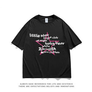 Camiseta de Moda Urbana con Estampado de Letras, Manga Corta, Estilo Informal para Hombre, Tejida, 100% Algodón, Estilo Hip-hop - Product Image 3