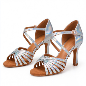 <span class=keywords><strong>Scarpe</strong></span> da Ballo Latino con <span class=keywords><strong>Tacco</strong></span> 7cm in PU Argento, Nuova Collezione per Donne, Salsa e Danza da Sala - Product Image 5