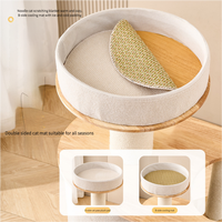 Arbre à chat 3-en-1 moderne, luxueux, durable, sûr et interactif en tissu et chêne blanc, design peu encombrant, écologique et anti-griffures