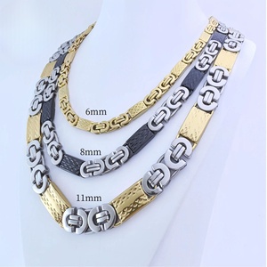 Позолоченная цепочка из нержавеющей стали PVD, золото+сталь, ручной работы, двухцветная цепочка (черный+сталь), браслет в стиле панк, ювелирные аксессуары - Product Image 1