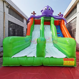 Tobogán inflable comercial para niños, casa de brinco de doble carril con diseño de pulpo, tobogán inflable seco con escalera de escalada. - Product Image 2