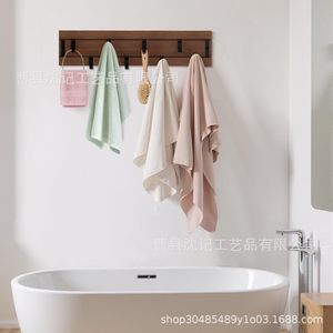 <b>Wooden</b> Wall-Mounted Storage Rack With Multi-Tiered <b>Hooks</b> For <b>Coats</b> Hats Bags Keys Entryway Living Room Bedroom - Product Image 3