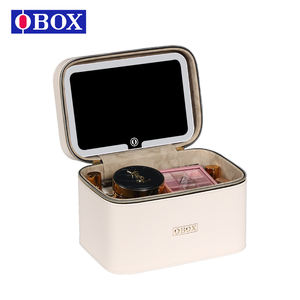 Organisateur de cosmétiques portable OBOX avec éclairage, plusieurs couleurs disponibles, trousse de maquillage personnalisée avec miroir LED pour les maquilleurs - Product Image 1