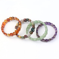 Bracelet en pierres naturelles facettées rectangulaires et ovales, bracelet élastique durable en pierres précieuses pour femmes, cadeau