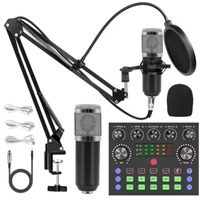 Microphone à condensateur filaire à prix imbattable avec carte son, support d'enregistrement pour ordinateur, XLR pour téléphone portable BM800 + V8S Live