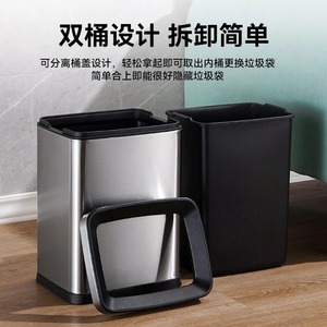 Contenedores de basura de acero inoxidable de gran capacidad, accionados con el pie, para toallas de mano en lugares públicos, incluyendo hoteles. - Product Image 4