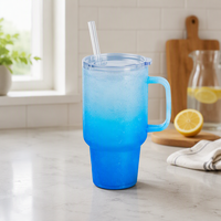 Gobelet en verre dégradé de 100 ml avec poignée et paille, tasse de voyage isotherme, vaisselle à boisson couleur personnalisée