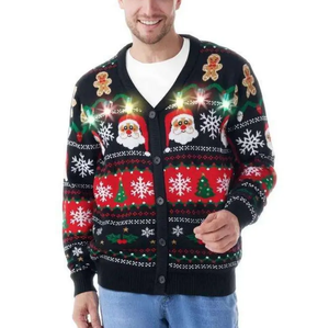 Matching Family <strong>Christmas</strong> Sweater 100% Cotton Jacquard Knit Holiday Pullover Custom Logo Ugly Xmas Wholesale Factory OEM ODM Set - Product Image 5