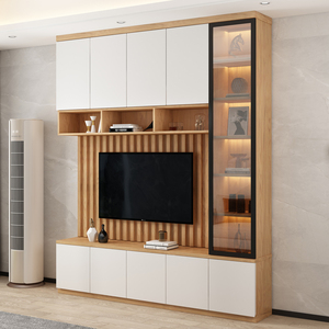 TV Rack armadio moderno di lusso a parete Stand in legno soggiorno mobili unità di stoccaggio sospesa - Product Image 5