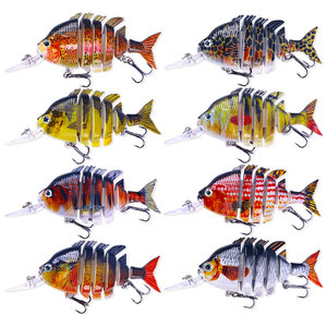 Nuovo elenco artificiale 100mm Multi colore occhi 3d segmento di plastica dura <span class=keywords><strong>pesca</strong></span> 6 esca snodata - Product Image 1