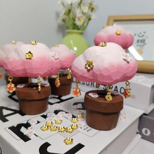 Ornement d'arbre en bois fait main en forme de cerisier, pièce unique, pot décoratif, cadeau de la Saint-Valentin - Product Image 4