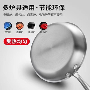 Stainless Steel Wok 32Cm Non-Stick <b>Induction</b> Compatible Frying <b>Pan</b> For Household Cooking - Product Image 4