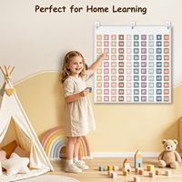 Boho Hunderter-Tabelle mit 100 Taschen, 119 doppelseitigen Zahlenkarten 1-100, leere Karten für Mathematik, Rechenoperationen, Ungleichzeichen, Klassenzimmer