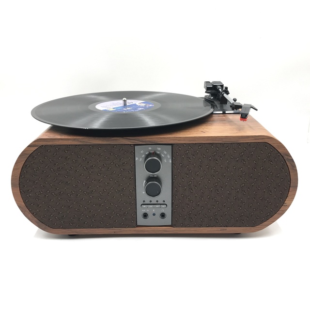 2019 New Popular 3-Speed Simple Style Retro Real Wood Turntable Record Player Radio