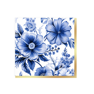 Juego de Vajilla Desechable DAMAI para Fiesta de Té, con Estampado de Flores Azules, Platos, Vasos y Servilletas de Papel - Product Image 5