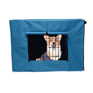 Casa de entrenamiento para mascotas con estructura de hierro resistente al óxido, cubierta de <span class=keywords><strong>jaula</strong></span> para <span class=keywords><strong>perros</strong></span> de tela Oxford azul, plegable, de alambre metálico. - Product Image 3