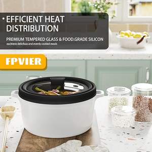 כיסוי מיקרוגל פלטת מיקרוגל סיליקון קריסה צלחת מיקרוגל כיסוי עם זכוכית עבור מזון splatter מגן שחור 9 אינץ' - Product Image 2