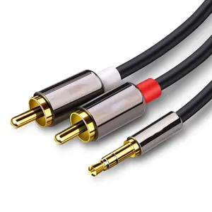 HY Hot sale audio cable 6.35mm stereo plug to 2 RCA plug//