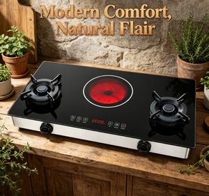 Cuisinière hybride 2 gaz 1 infrarouge, double combustible GPL et gaz naturel, 2000W, pour usage domestique en Afrique et petits restaurants - Product Image 5