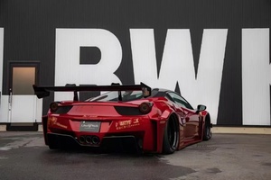 Nouveau kit carrosserie en fibre de carbone pour 458, style LB, pare-chocs avant/arrière, spoiler, capot, largeur accrue, pièces de remplacement autocollantes - Product Image 3