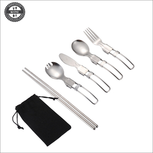 Posate da campeggio, posate portatili in acciaio inossidabile con forchetta, cucchiaio, coltello, posate da campeggio per eventi all'aperto e avventure - Product Image 1