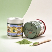Boîte à matcha de luxe personnalisée de qualité alimentaire 30g, boîte à matcha en métal hermétique avec couvercle à tirer, boîte ronde pour thé et café, emballage pour poudre de matcha