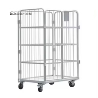 Entrepôt pliable personnalisé à 4 roues Chariot à cage logistique en treillis métallique à plate-forme robuste de 500kg