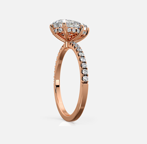 Bague solitaire 1,75 carat taille poire « Ember Kiss » avec accents de diamants rouge cramoisi, certifiée IGI, sertie à griffes, or massif 18 carats, élégante - Product Image 2