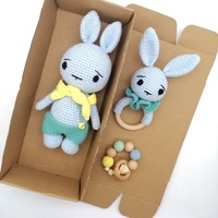 Jouet hochet en crochet fait main pour bébé, lapin doux en peluche avec rembourrage en coton PP, doudou pour enfants