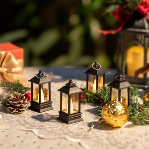 Mini lanterne à vent, lanterne LED, bougies électroniques, décoration de la maison, cadeau, décorations de Noël, ornements rétro - Product Image 1