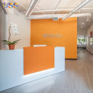 โต๊ะพนักงานต้อนรับคลินิกการแพทย์ไอเดียไฟ Led โลโก้ที่กำหนดเองขนาดเล็กไม้หินอ่อนโมเดิร์นคลินิกโต๊ะพนักงานต้อนรับที่ทันสมัย - Product Image 5