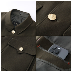 Completo da Uomo Verde Oliva Spesso Stile Zhongshan, Tessuto Resistente, Design Pratico ed Elegante per Cerimonie, Feste e Spettacoli - Product Image 3