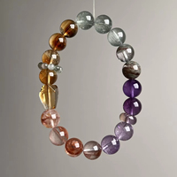 Bracelet de guérison pour la prospérité et l'intuition avec citrine brésilienne, quartz rutile vert et améthyste uruguayenne