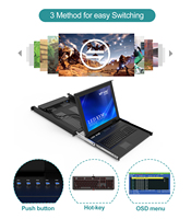 Commutateur KVM LCD 17 pouces 16 ports VGA + 16 câbles, MT-VIKI 1U 16x1 Commutateur KVM LCD en rack avec tiroir de console