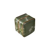 Boîte à bijoux carrée rigide en brocart de soie verte de style chinois, avec logo personnalisé, luxe, bronzage, fabrication artisanale, emballage cadeau, étui pour bracelet