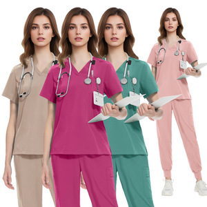 Nouveau spa soins infirmiers 2 pièces médecin Logo personnalisé hôpital élasticité médicale uniformes infirmière gommage survêtement ensembles uniforme chirurgical - Product Image 2