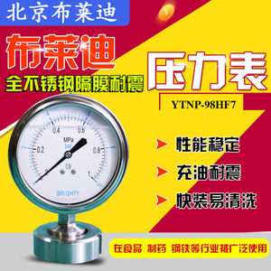 เกจวัดแรงดันไดอะแฟรม BRIGHTY ขนาด 98 มม. 0-4MPa แบบเชื่อมต่อชัค - Product Image 5
