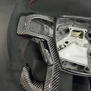 Alcantara ล้อคาร์บอนไฟเบอร์แบบเย็บสีแดงเหมาะสำหรับพวงมาลัยรถยนต์ Ford Raptor F150 - Product Image 3