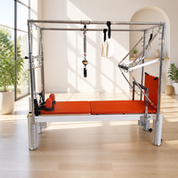Table de Pilates Cadillac Reformer 3-en-1 en alliage d'aluminium avec barre de descente et système de poulies à cordes pour usage en studio et salle de sport