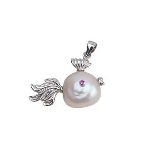 Colgante de Plata 925 Hecho a Mano con Perla Barroca, Forma de Pez Pequeño, Base Vacía para Joyería DIY para Mujer, Artículo Número 1731 - Product Image 5