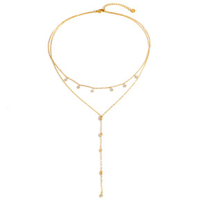 Collana con Ciondolo a Doppio Strato Landy <span class=keywords><strong>Polaris</strong></span> Northern <span class=keywords><strong>Star</strong></span> in Acciaio Inossidabile Placcato Oro con Zirconi per l'Estate - Product Image 6