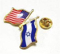 Drapeau de l'amitié épinglettes drapeau patriotique américain et israël vêtements alliage jour de l'indépendance, métal, pas de pierre précieuse