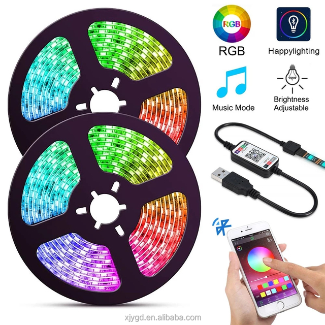 USB 5V RGB LED Strip Light Smart Controller Flexible 5050 Diode Lamp Tape with TV Background Lighting Options Available in 1M 5M