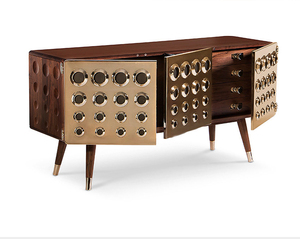 BOCA DO LOBO <span class=keywords><strong>TV</strong></span>-Ständer Schrank Edelstahl Side board Waben schublade Massivholz beine Hotel Home Storage - Product Image 2