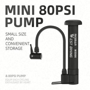 ปั๊มลมจักรยานแบบพกพาอเนกประสงค์ MTB 80 PSI ปั๊มลมมือแบบแมนนวล ที่สูบลมยางบอลลูน หัวต่อวาล์ว Schrader อุปกรณ์เสริมสำหรับจักรยานทั่วไป - Product Image 2