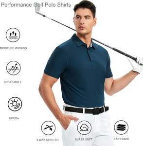 Chemise de golf à manches longues et à séchage rapide pour hommes, tissu tricoté solide anti-rides - Product Image 4