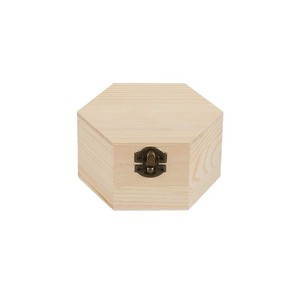 Caja de regalo hexagonal de madera maciza, caja de almacenamiento de joyas con cierre metálico para embalaje decorativo - Product Image 4